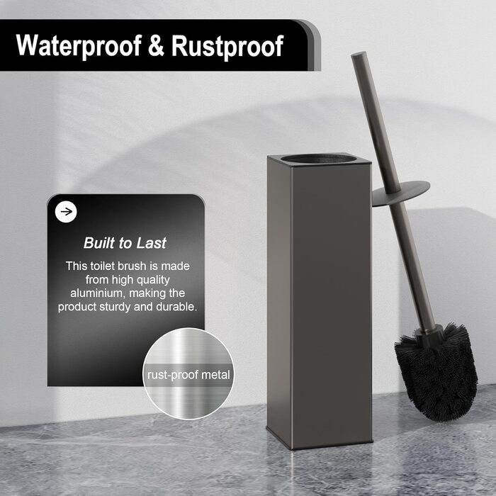 Набір для туалету BVL з щіткою та тримачем, метал, силікон, сірий