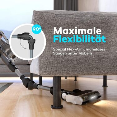 Бальтер Верту X11 PRO: Бездротовий пилосос з функцією миття підлоги, акумуляторний, 350W, до 50 хв роботи, без мішка, гнучкий з'єднувальний елемент, LED-насадка, для видалення шерсті тварин