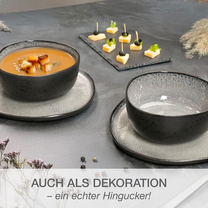 Набір кавових чашок Moritz & Moritz ORGANIC 6 шт. з кераміки з градієнтом кольору - набір чашок та сервірувальна тарілка (2 шт.)