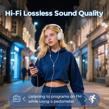 MP3 плеєр 64GB Bluetooth 5.3 HiFi без втрат, металевий корпус, вбудований динамік HD, сенсорне управління, диктофон для спорту (Чорний)