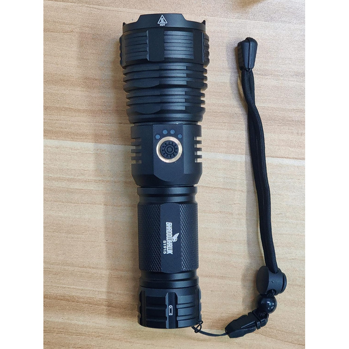 Ліхтарик Shadowhawk LED акумуляторний, 450000 люмен, надяскравий, USB-зарядка, тактичний XHP70.2 з чохлом, водонепроникний IP67 для кемпінгу, туризму, екстрених ситуацій