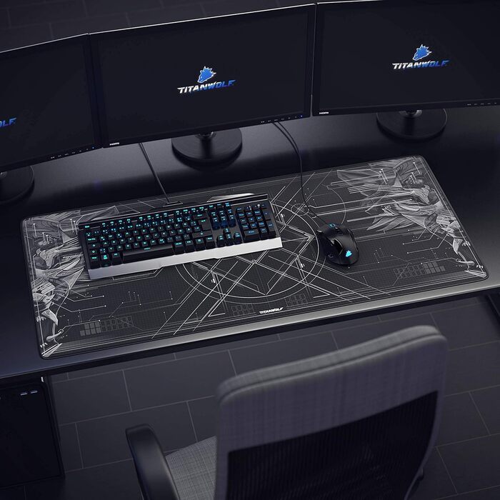 Ігровий килимок для миші TITANWOLF XXL Speed Gaming Mousepad, 900 x 400 мм, великий килимок на стіл для підвищення точності та швидкості