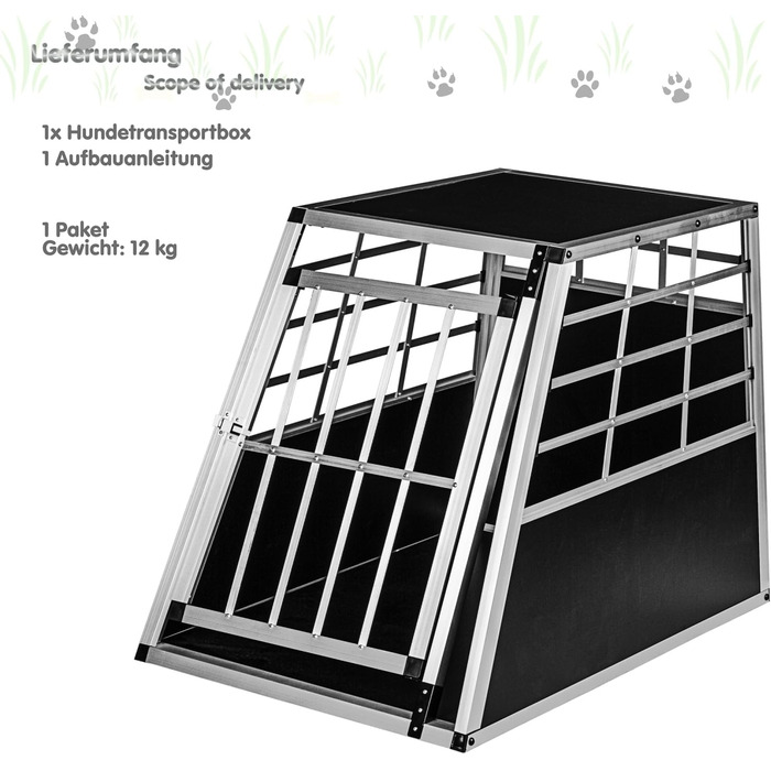 Кія для собак з прямою задньою стінкою, 2 двері, роздільник, розмір на вибір, розмір 89x69x50 см (L 65x90x69,5 см)