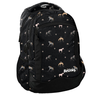 Багатофункціональний шкільний рюкзак BeUniq, чорний з кольоровими елементами, 24 л