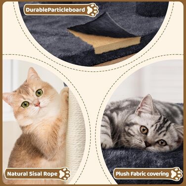 Yaheetech Scratching Post 60 cm Small Cat Scratching Tree, with Cat Cave, Plush Sisal, Cat Tree Cat Furniture Play Tree for Small Cats, Black