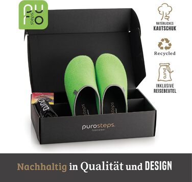 Тапочки домашні Purosteps Fieltro-Casa-Eco Neon Grün Grau (38 EU) з переробленого ПЕТ, преміум-якість, унісекс