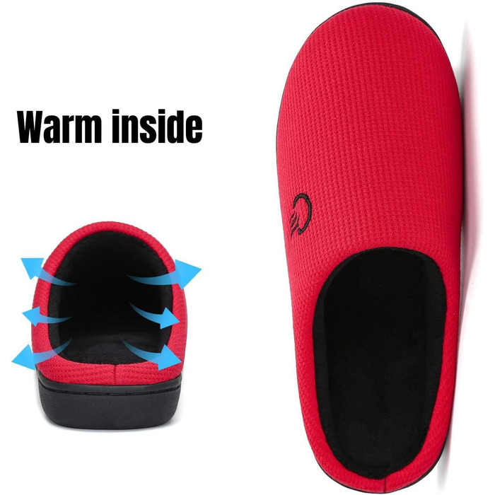 Тапочки Mishansha для дому чоловічі та жіночі зимові, зручні, з пам'яттю, розмір 36-47, червоні