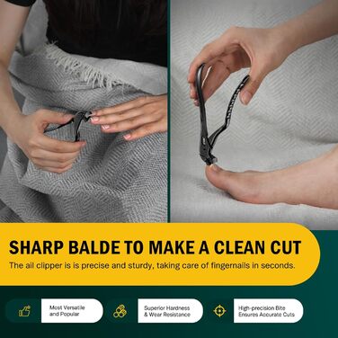 Набір для стрижки нігтів FVION для людей похилого віку – кусачки для товстих нігтів, довгий руків'я, для чоловіків та жінок (чорний)