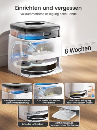 Робот-пилосос LEFANT M320 3-в-1 з функцією миття, 6000Pa, навігація, 800мл, 240хв, Wi-Fi, для тварин, килимів