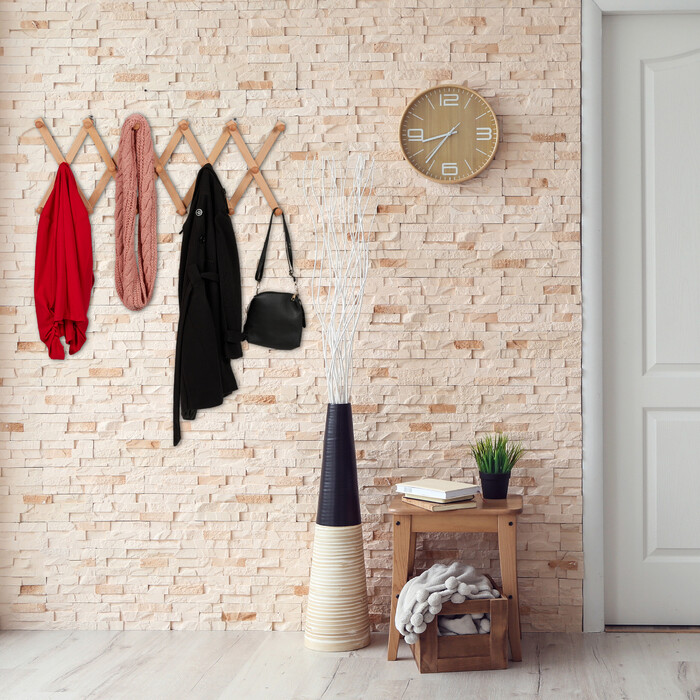 Relaxdays Extendable Wooden Wall Coat Rack