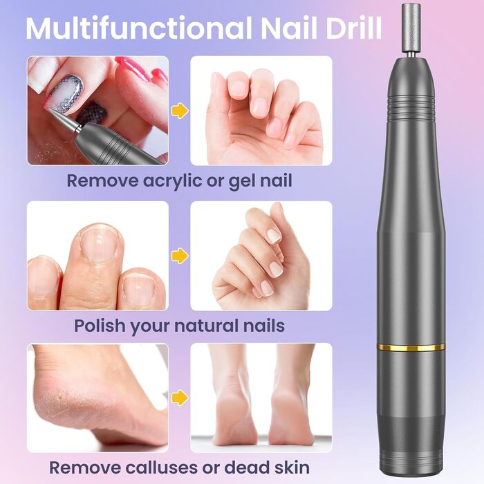 Електричний фрезер для нігтів та манікюру, набір для педикюру та манікюру, 20000 об/хв, для гелю, акрилу, шлейфу та акрилу гелю