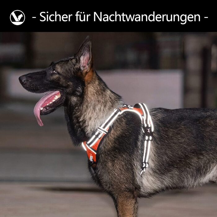 Нашийник для собак PoyPet без заплутування, світловідбиваючий, м'який, з простим закриттям, для маленьких собак (XL, Помаранчевий)