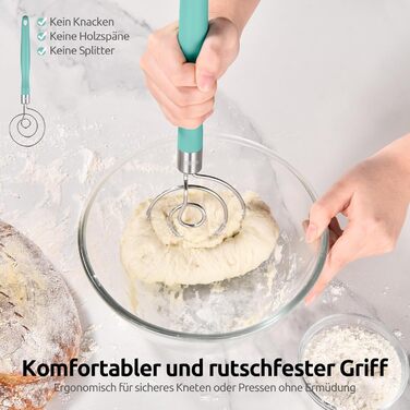 Міксер для тіста U-Taste: ручний віскер з нержавіючої сталі 18/8, 32 см, Aqua Sky