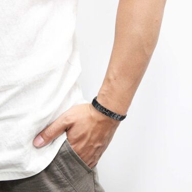 Браслет чоловічий MagEnergy з міді та магнітами – 3 шт., регульований, чорний