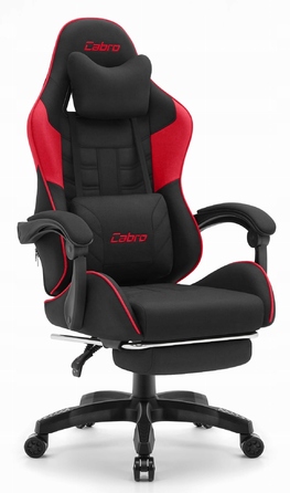 Ігрове крісло Cabro C501, тканинне, чорно-червоне