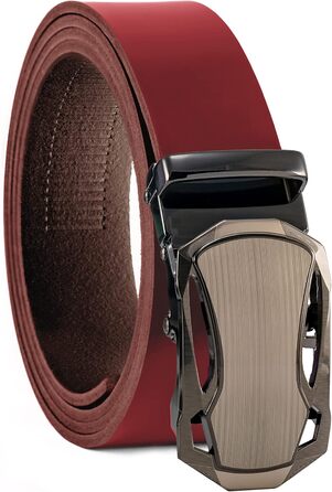 Чоловічий шкіряний ремінь Volmer ATG з автоматичною застібкою на пряжці | Ширина 35 мм, розмір пояса 125 см, регульований | Колір: бордовий