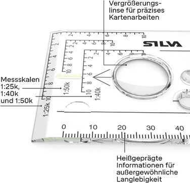 Silva Kompass Outdoor - Expedition 4 Hiking Compass - Map Scales 1:25k, 1:40k, 1:50k - Marching Compass for Advanced Users - Rotating Compass Housing - Military Compass