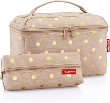 Подарунковий набір косметичок reisenthel Beautycase: косметичка та прямокутна сумка Metallic Dots Coffee (17x18x17 см та 21x8x4 см)