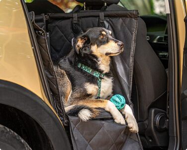 Автокрісло для собак RAGI з ременем безпеки - міцне та стабільне. Захист сидінь авто, переноска для собак на заднє сидіння. Чорний колір
