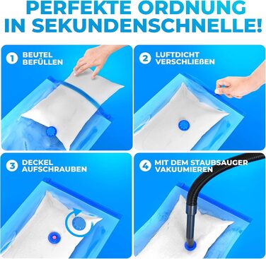 Vacuum Bags Set [6 Pieces] in 3 Sizes (2x 40x60 cm / 2x 60x80 cm / 2x 80x100 cm) - Vacuum Sealer Bags for Clothing & Duvets - Storage Vacuum Bags for Clothing