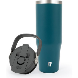 Термокружка Riley Joy 2.0 з нержавіючої сталі 1л з трубочкою та ручкою - для кави з собою, блакитна