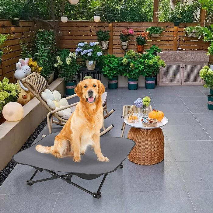 Зручне складане ліжко для собак - дихаюче, підняте, для собак до 60 кг, ідеально для кемпінгу та саду, Outdoor/Indoor, 87 x 87 x 33 см