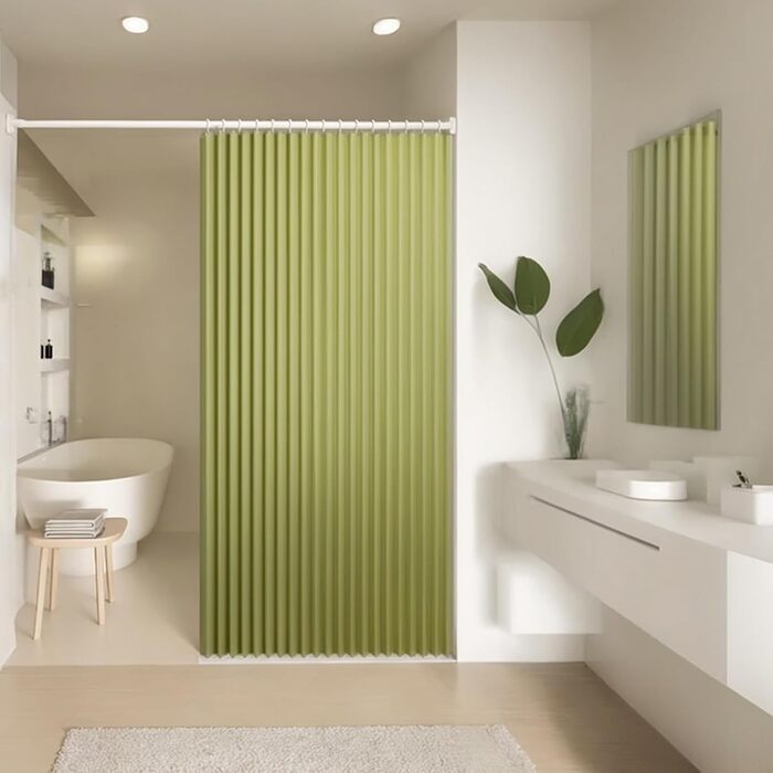 Шторка для душу з льону, водовідштовхувальна, з магнітною стрічкою, антигрибкова, 120x200 см (зелена)