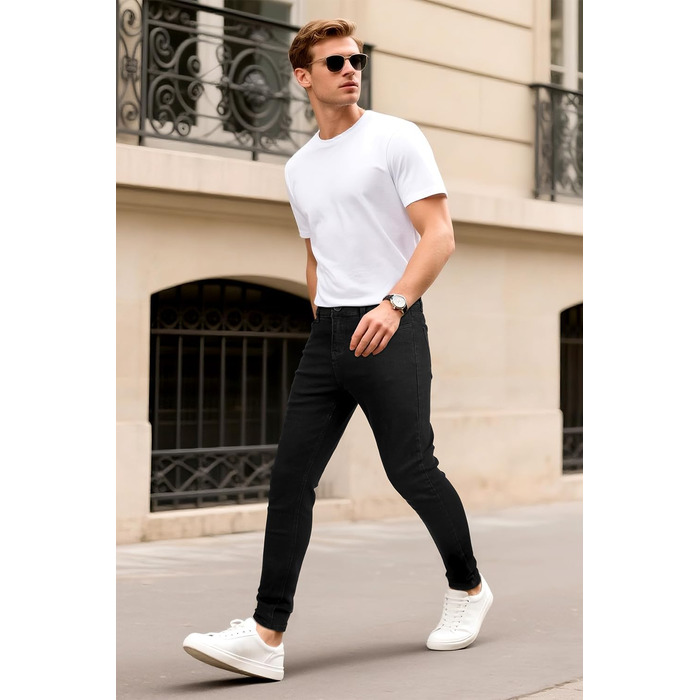 Чоловічі джинси GINGTTO Slim Stretch Skinny чорні 34W/32L