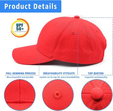 Кепка бейсболка унісекс, 100% бавовна, регульована, однотонна, червона