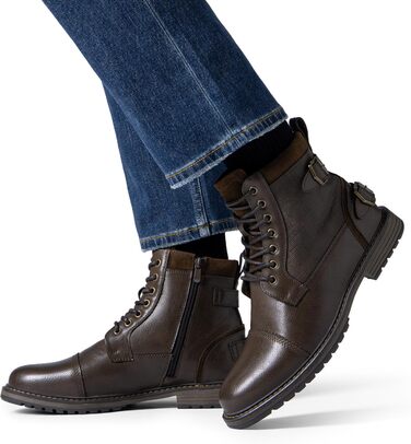 Мотоциклетні черевики Bruno Marc для чоловіків: стильні ботинки на шнурівці з блискавкою, коричневі (44 EU)