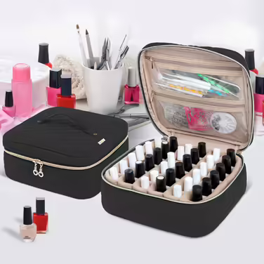Yarwo Nail Polish Storage Bag for 36 Bottles (up to 15ml), Cosmetic Bag for Nail Polish Organizer, Nail Polish Bag for Transport and Storage, Black (PATENT PENDING)