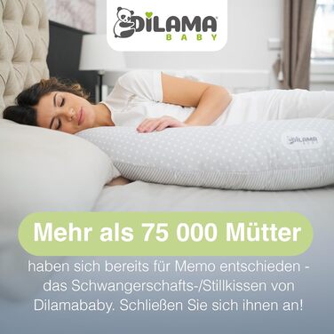 Подушка для вагітних Dilamababy з піною з пам'яті, Floken та волокнами - подушка для годування XXL - подушка для вагітних - багатофункціональна подушка для бокового положення зі 100% бавовняним чохлом для вагітних