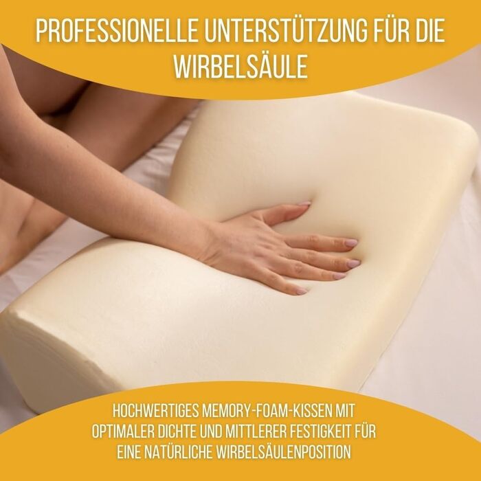 Ортопедична подушка для шиї Inphysio Luxury, гіпоалергенна, з пам'яттю форми, з 2 чохлами, ергономічна, 60x35x12/7 см