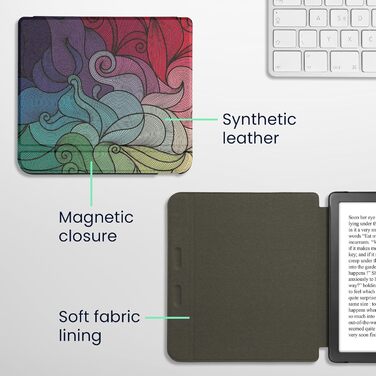 Чохол-книжка kwmobile для Kobo Libra Colour/Tolino Vision Color - яскравий чохол для eReader (рожевий, блакитний, зелений)