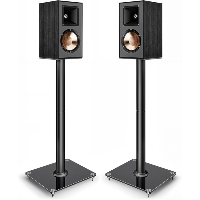 Підставка для акустики саундбару, універсальна, чорна, 76.5 см, 25 кг, з кабелеуправлінням та скляною основою (1 шт.)