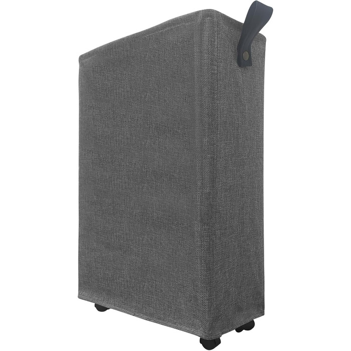 Laundry Basket with Wheels, Foldable Slim Laundry Collector, Collapsible Rectangular Laundry Container Collector for Bedroom, Apartment, Hotel, 40L, 39x18.5x58cm, Beige