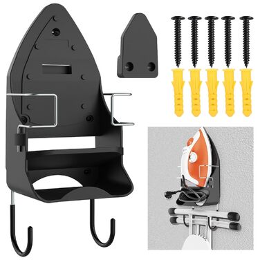 Підставка для праски, кріплення для гладильної дошки, чорна, для дому, ванної кімнати та пральні, електрична, до 13,7 см