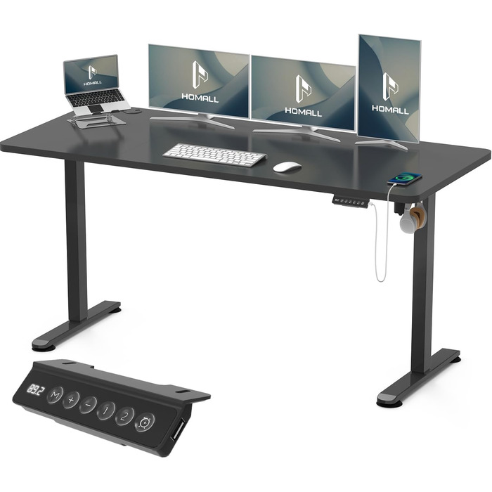 Регульований стіл Homall 140x60 см з USB-роз'ємом, комп'ютерний стіл для дому та офісу, ергономічний, білий. Також доступний розмір 160x70 см, чорний колір