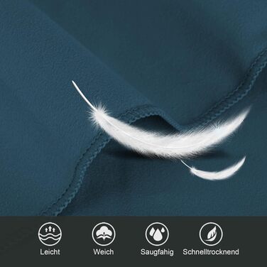 Набір з 3 рушників з мікрофібри: великий (180x90 см) та 2 маленькі (80x40 см), швидковисихаючі, для спорту, подорожей, басейну та пляжу (темно-синій)