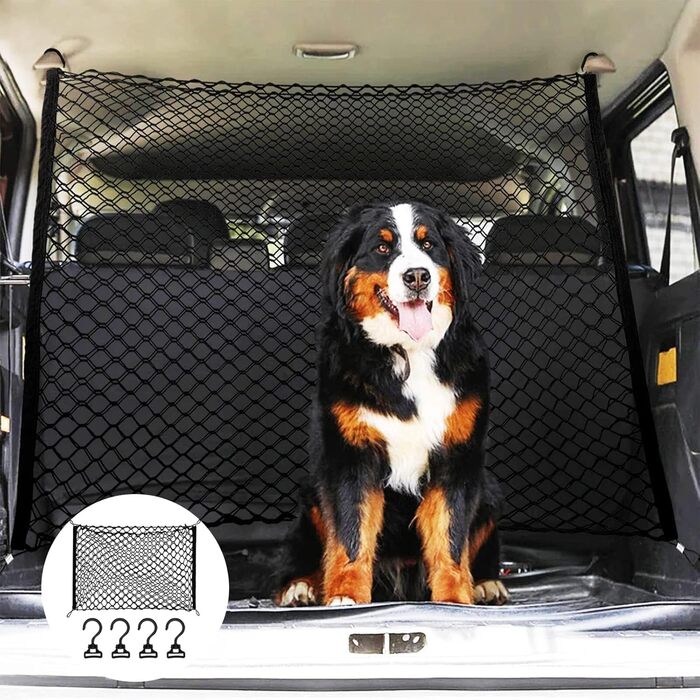 Сітка перегородки для автомобіля GOMETY: захист від тварин, 120x90 см, поліпропілен, 4 гачки