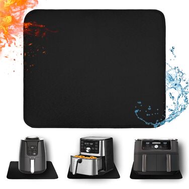 Термостійкий килимок 40 x 45 см - захист від нагріву для фритюрниці, стільниці, масло- та водовідштовхувальний, легко миється, чорний, 1 шт.