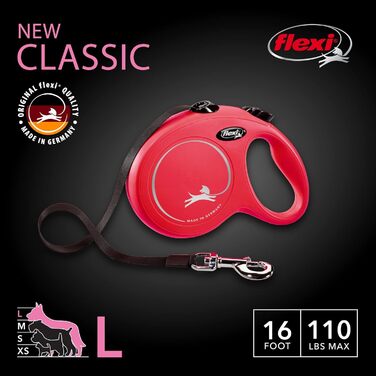 Рулетка для собак Flexi Classic, червона, розмір S, до 11,8 кг, 4,8 м