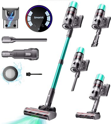Бездротовий акумуляторний пилосос SmartAI V5 з автоматичним режимом, 55Kpa, 600W, 80 хвилин роботи, для килимів, шерсті тварин та твердих поверхонь