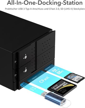 SABRENT Док-станція для жорстких дисків 2 відсіки USB A/C з RAID, SATA SSD/HDD, 2.5/3.5 дюймів, 5Gbps, підтримка 10TB