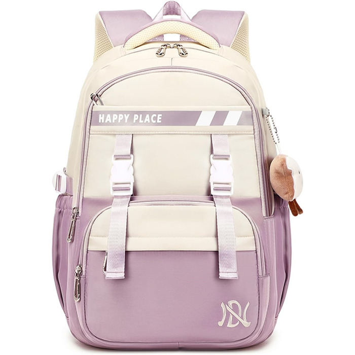 Шкільний рюкзак IvyH для дівчаток, водонепроникний, для 5-9 класів, з нейлону, велика місткість, зелено-фіолетовий