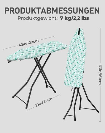 Прасувальна дошка LyriFine 2-в-1 для прасування з парою та звичайного прасування, стабільна, зелена