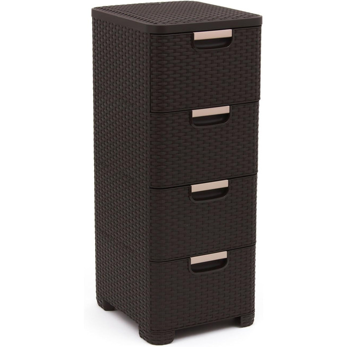 CURVER комод з 4 шухлядами STYLE, темно-коричневий, плетений, пластик, 33x38x79 см