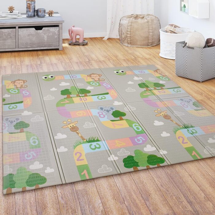 Paco Home дитячий ігровий килимок-мат складний, двосторонній, з тваринами, 150x200 см, різнокольоровий