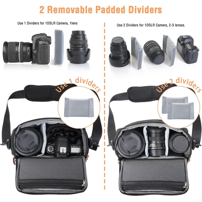 MOSISO Сумка для камери фотографа, водонепроникна сумка через плече для DSLR/SLR/беззеркальних камер Canon/Nikon/Sony, чорна