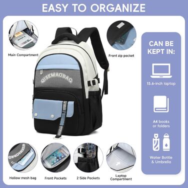Шкільний рюкзак для дівчаток-підлітків 2025, водонепроникний, для ноутбука 15.6